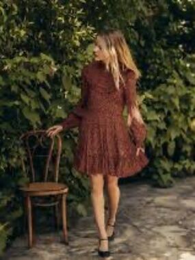 DOEN HMD Minuit Mini Floral Dress Navy Rust S